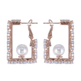 Rectangular Earrings with Pearl