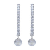 Shoulder Duster Earrings with Pearl (Silver)