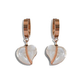 White Leaf Drop Earrings With Golden Border