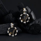 Circular Dangle Earrings With Star Design