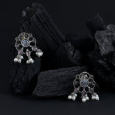 Cluster Pearl Earrings With Pastel Stone