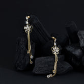 Floral Dangle Earrings With Chain Design