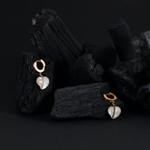 White Leaf Drop Earrings With Golden Border