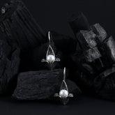 Oxidized Pearl Drop Earrings (Silver)