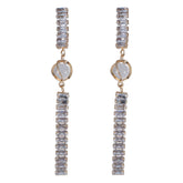 Straight and Golden Drop Earrings with Pearl