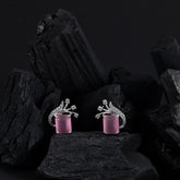 Pink Stone Stud Earrings