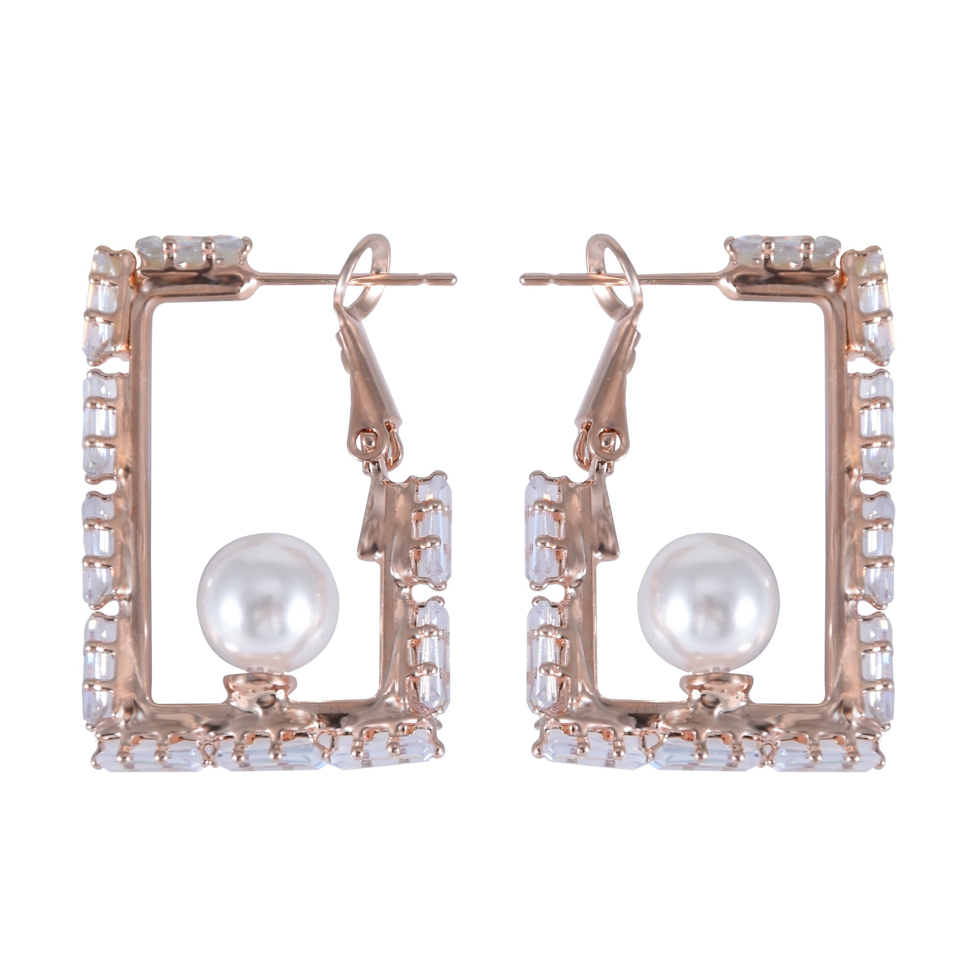Rectangular Earrings with Pearl