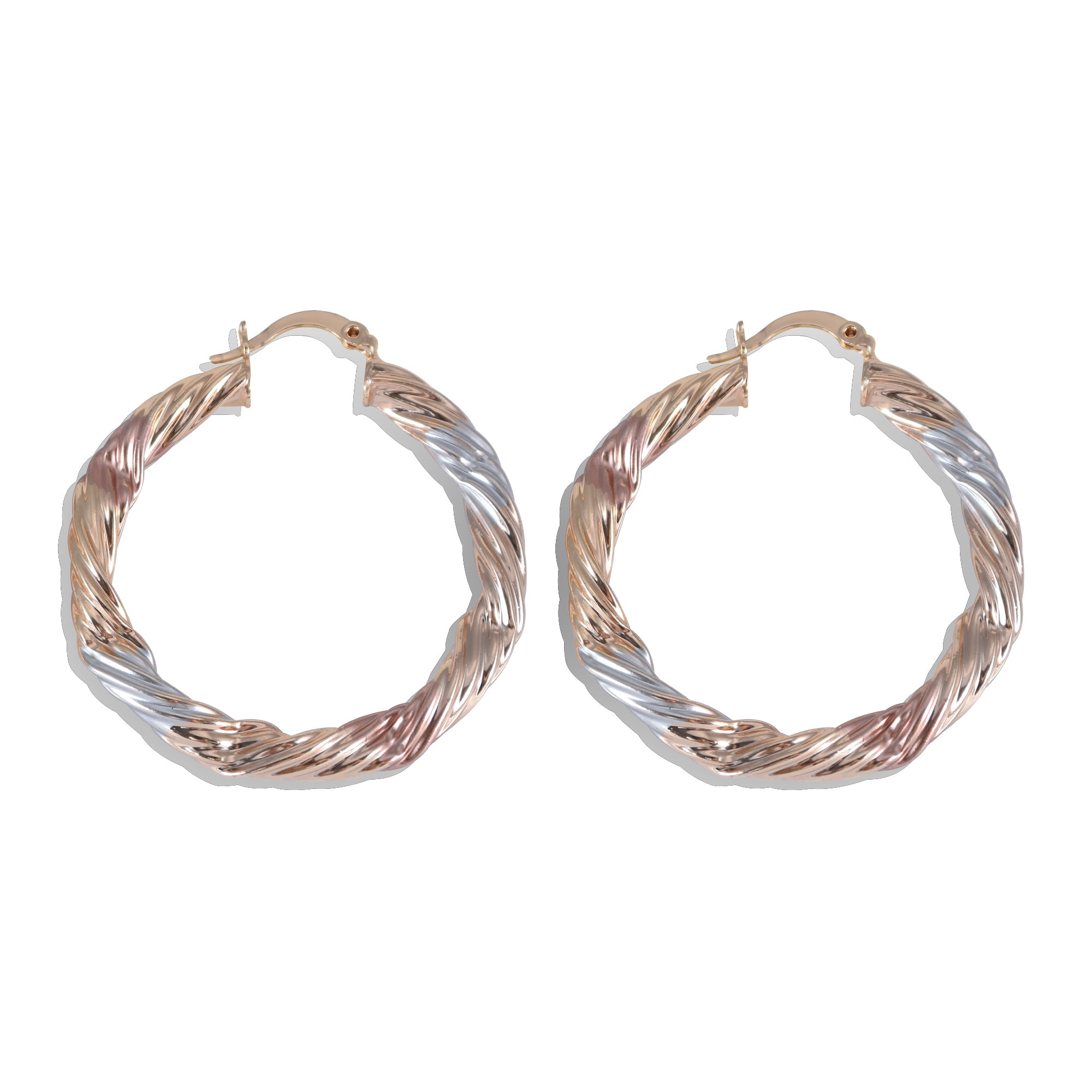 Spiralled Gold and Silver Hoops