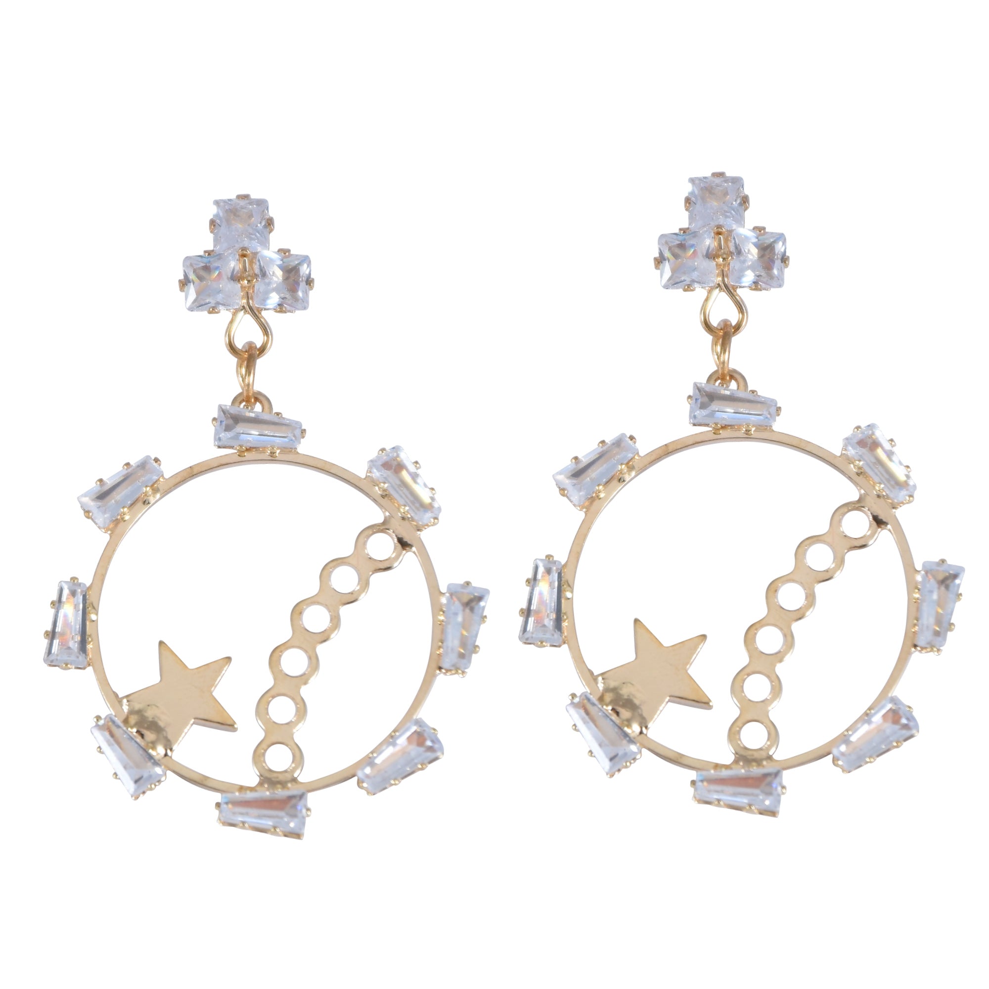 Circular Dangle Earrings With Star Design
