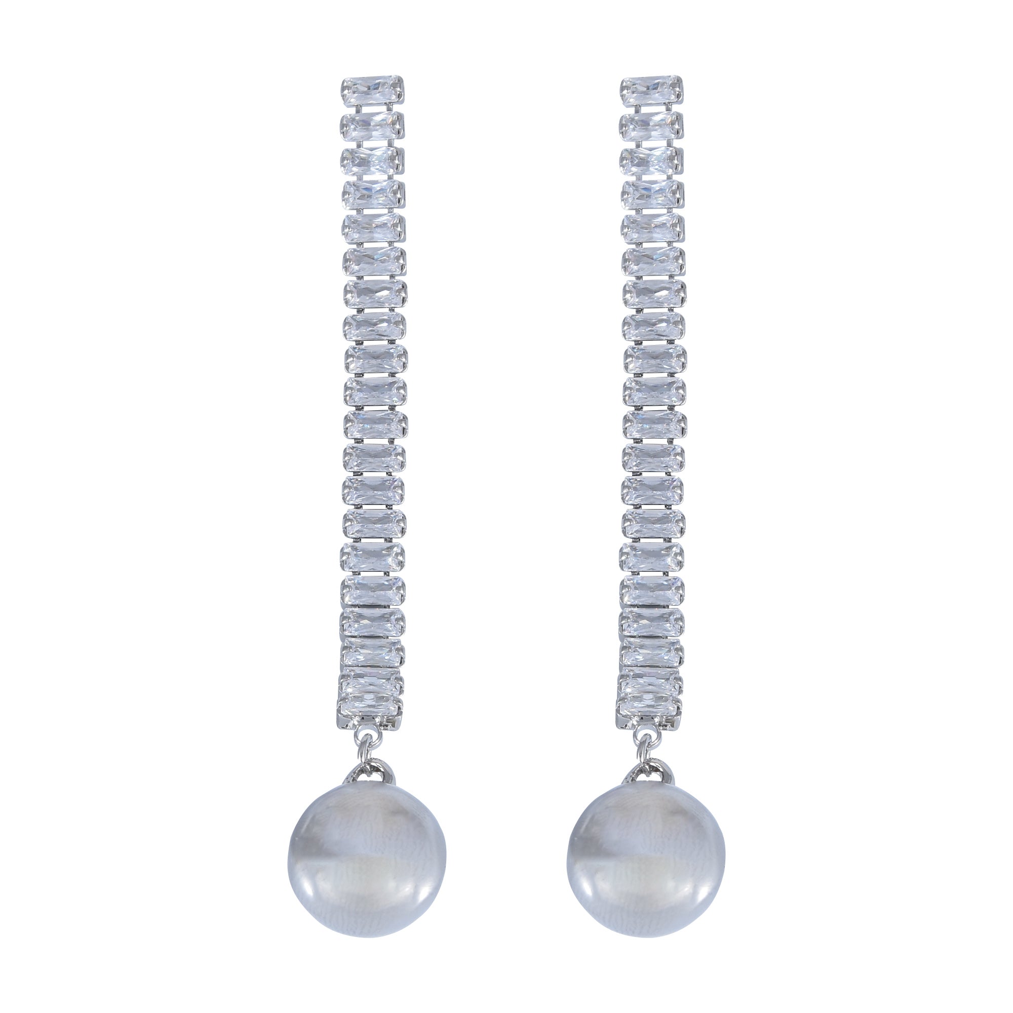 Shoulder Duster Earrings with Pearl (Silver)